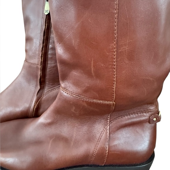 Sam Edelman Cesar Leather Riding Boots - Burnt Brandy - Square Toe - Size 7.5 - Picture 4 of 6